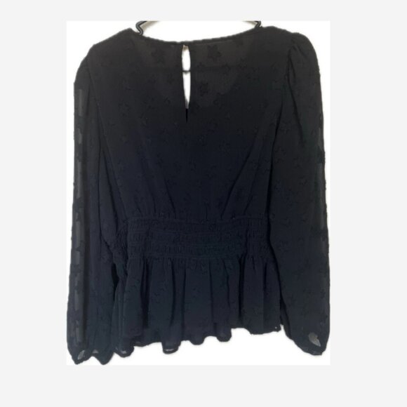 Torrid Top Blouse Women's Size XL 14-16 Black Chiffon W/Stars Elastic Waist - Picture 4 of 6